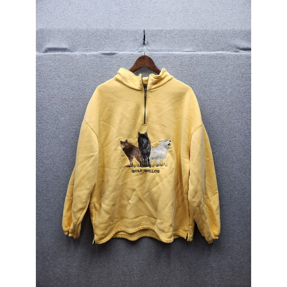 Port Authority Signature Yellow Fleece Pullover With Wolf Hollow Embroidered Des - Picture 1 of 5